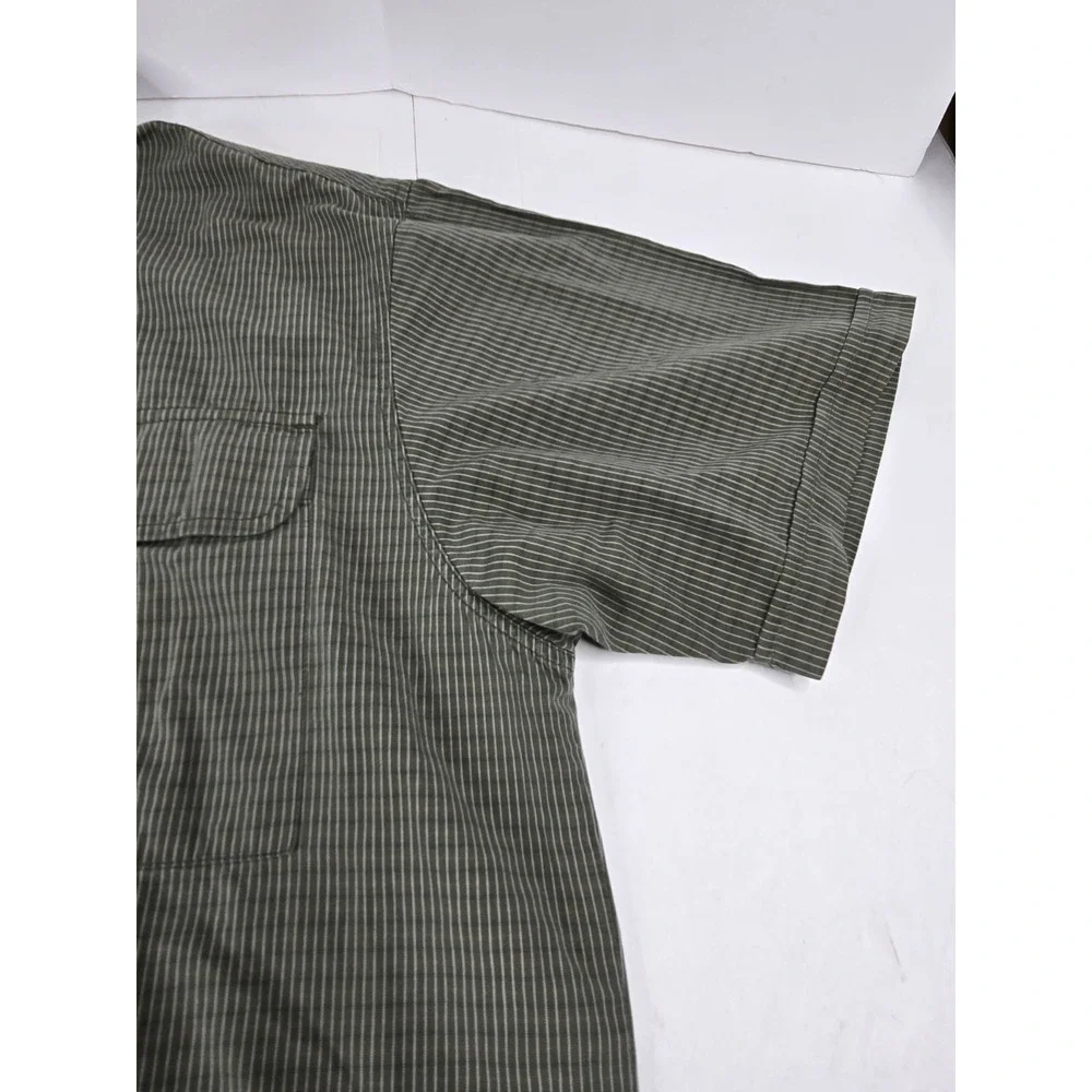 Vintage Levis Silver Tab Shirt Mens‎ L large Green Striped Short Sleeve Cotton